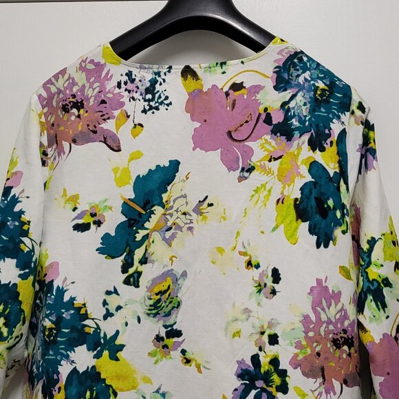 Premise Womens Top Large Linen Blend Boho Floral Lace Accent Coastal Cottagecore - Picture 9 of 14